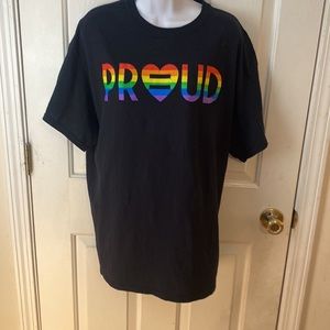 Like new  black T-shirt with rainbow colors